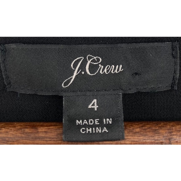 J.Crew Black Velvety Faux Wrap Blouse Sz.4 Long Sleeve Tie Front Party Formal - Picture 3 of 12